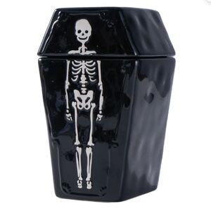 Black Skeleton Coffin Ceramic Cookie Jar